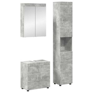 vidaXL Vonios baldų rinkinys TULUM 3 vnt. Betono pilka 60 x 34 x 63 cm