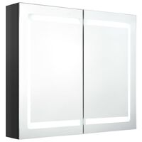 vidaXL Veidrodinė vonios spintelė su LED, juoda, 80x12x68cm, blizgi
