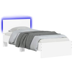 vidaXL Lovos rėmas su LED Balta 80 x 200 cm Apdirbta mediena