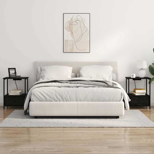 vidaXL &Scaron;alia lovos spintelė 2 pcs Juodas ąžuolas 42 x 41 x 56 cm