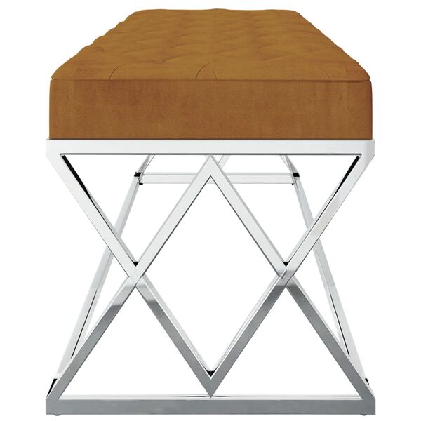 vidaXL Suoliukas, rudos spalvos, aksomas ir nerūdijantis plienas