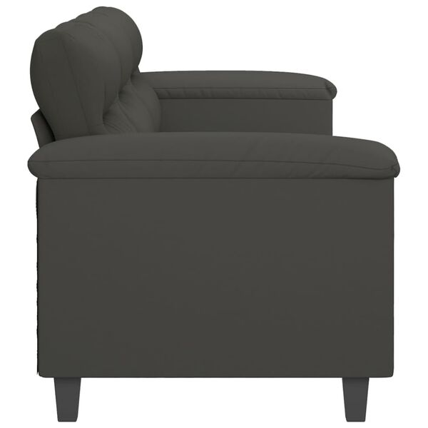 vidaXL Trivietė sofa, tamsiai pilka, 210cm, mikropluo&scaron;to audinys