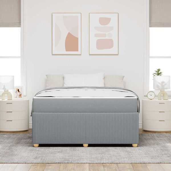 vidaXL Lovos rėmas su čiužiniu &Scaron;viesiai pilka 140 x 200 cm audinys