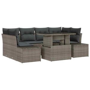 vidaXL Sodo Sofų Rinkinys su pagalve 7 pcs Pilka