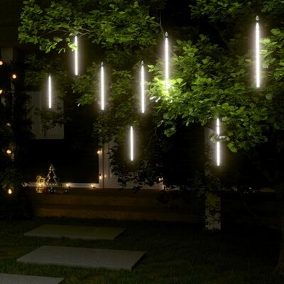 vidaXL Girlianda meteorų lietus, 8vnt., 30cm, 192 šaltos baltos LED