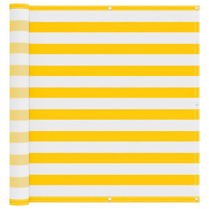 vidaXL Balkono Ekranas Geltona ir balta 110 x 600 cm Oksfordo audinys