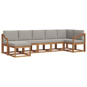 vidaXL Lauko sofos komplektas 7 pcs Natūrali ir &scaron;viesiai pilka