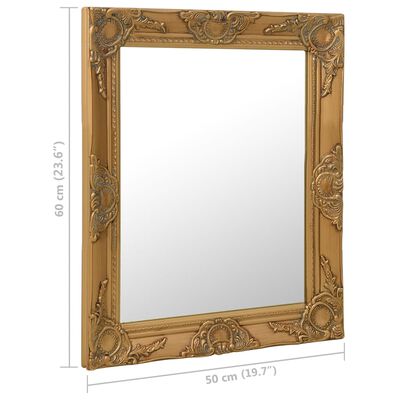 vidaXL Sieninis veidrodis, aukso spalvos, 50x60cm, barokinis stilius
