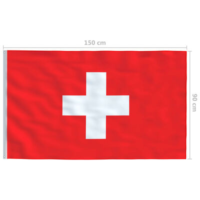 vidaXL Šveicarijos vėliava su stiebu, aliuminis, 6m