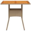 vidaXL Sodo stalas, smėlio, 80x80x75cm, poliratanas ir akacija