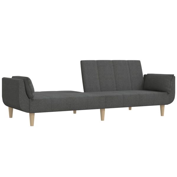 vidaXL Dvivietė sofa-lova su dvejomis pagalvėmis, pilka, audinys