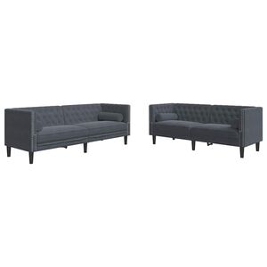 vidaXL Svetainės sofa 2 vnt. Tamsiai pilka Aksomas