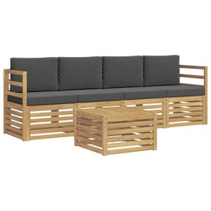 vidaXL Lauko sofos komplektas 5 vnt. Balta ir antracito Poliesteris