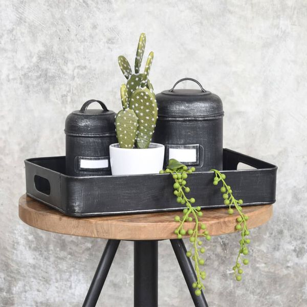 LABEL51 Serviravimo padėklas, sendintas juodas, 39x28x6cm, S dydžio