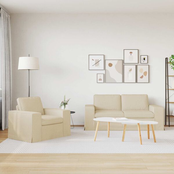 vidaXL Sofa 2 pcs Kreminė 182 x 80 x 82 cm audinys