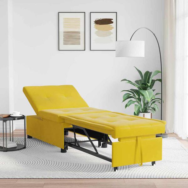 vidaXL Sofa lova Geltona 194 x 67 x 82 cm Aksomas