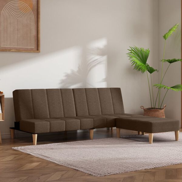 vidaXL Dvivietė sofa-lova su pakoja, taupe spalvos, audinys
