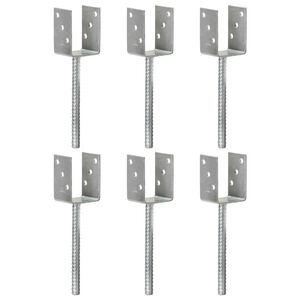 vidaXL Tvoros stulpai, 6vnt., sidabrinės spalvos, 7x6x30cm, plienas