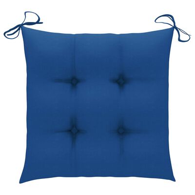 vidaXL Sodo kėdės su pagalvėlėmis, 6vnt., mėlyna, tikmedžio masyvas