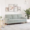 vidaXL Trivietė sofa su pagalvėlėmis, &scaron;viesiai pilka, 180cm, aksomas