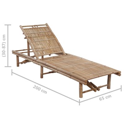 vidaXL Sodo saulės gultas su čiužinuku, bambukas