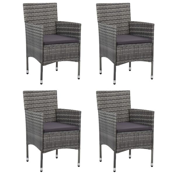 vidaXL Sodo komplektas su pagalvėlėmis, 5 dalių, pilkas, poliratanas