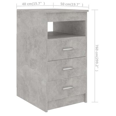 vidaXL Spintelė su stalčiais, betono pilka, 40x50x76cm, mediena