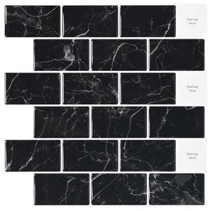 vidaXL Metro plytelė 20 pcs Juodas marmuras 30 x 30 cm