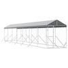 vidaXL Lauko voljeras &scaron;unims su stogu, sidabrinis, 2x14x2,5m, plienas