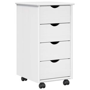 vidaXL Ratuotas kabinetas 34 x 39 x 65,5 cm Kietas pu&scaron;ies medis Balta