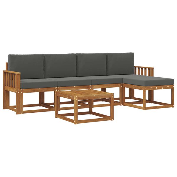 vidaXL Lauko sofos komplektas su pagalve 6 pcs Natūralus ir antracitas