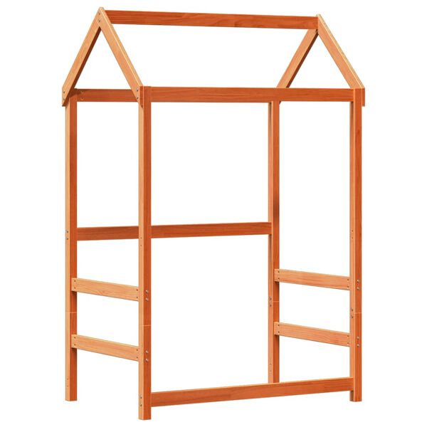 vidaXL Lovos rėmas su stogeliu, vaško ruda, 90x190cm, pušies masyvas