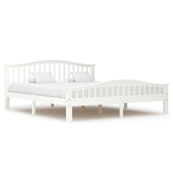 vidaXL Lovos rėmas su 4 stalčiais, baltas, 180x200cm, pušies masyvas