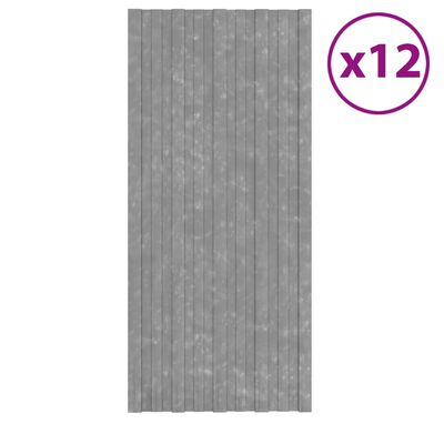 vidaXL Stogo plokštės, 12vnt., sidabrinės, 100x45cm, plienas