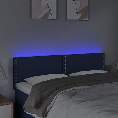 vidaXL Galvūgalis su LED, mėlynos spalvos, 144x5x78/88cm, audinys