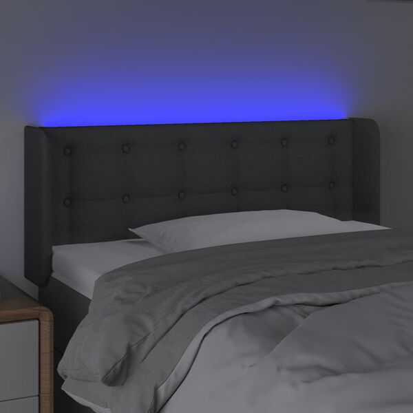vidaXL Galvūgalis su LED, tamsiai pilkas, 93x16x78/88cm, audinys