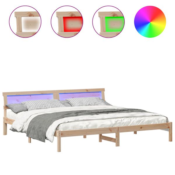 vidaXL Lovos rėmas su galvūgalio Ruda 200 x 200 cm Pušies masyvas