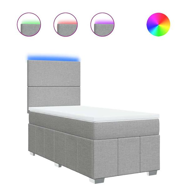 vidaXL Lova su spyruoklėmis ir čiužiniu, pilka, 80x200cm, audinys