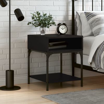 vidaXL Naktinis staliukas, juodas, 40x41x50cm, apdirbta mediena