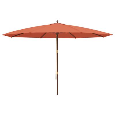 vidaXL Sodo skėtis su mediniu stulpu, terakota spalvos, 400x273cm