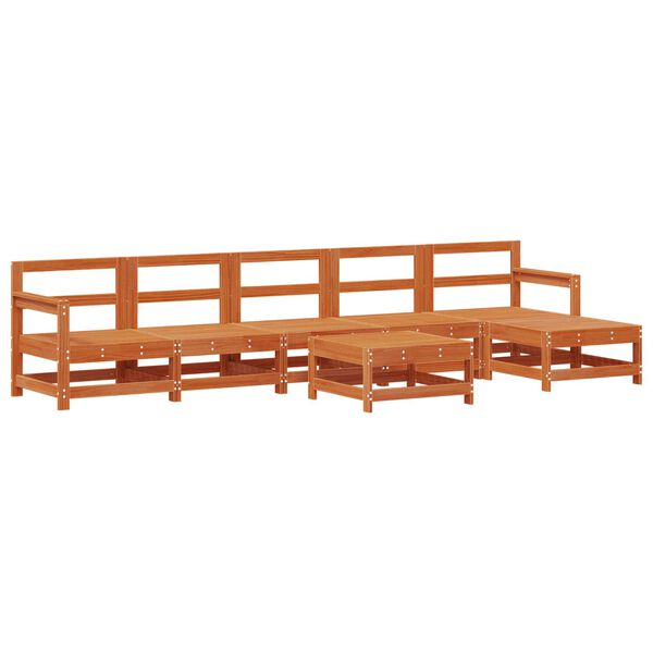 vidaXL Sodo poilsio komplektas 6 pcs Va&scaron;ko Ruda Tvirtas pu&scaron;ies medis