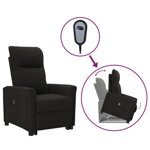 vidaXL Atsistojantis krėslas, juodos spalvos, audinys