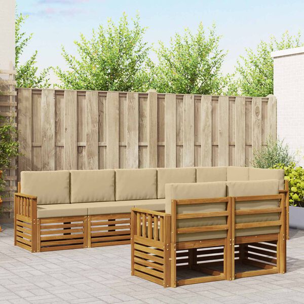 vidaXL Sofų komplektai su pagalve 8 pcs Natūralus ir bežinis