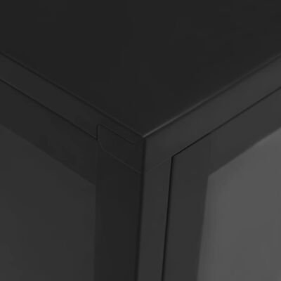 vidaXL Šoninė spintelė, juoda, 75x35x105cm, plienas ir stiklas
