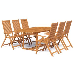 vidaXL Lauko valgomojo baldų kompl., 7d., akacijos medienos masyvas, 150-200 cm