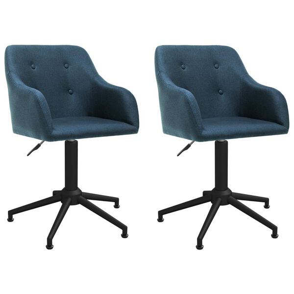 vidaXL Pasukamos valgomojo kėdės, 2vnt., mėlynos spalvos, audinys