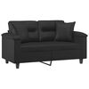 vidaXL Dvivietė sofa su pagalvėmis, juoda, 120cm, dirbtinė oda