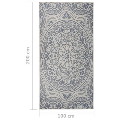 vidaXL Lauko kilimėlis, mėlynos spalvos, 100x200cm, plokščio pynimo