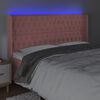 vidaXL Galvūgalis su LED, rožinės spalvos, 203x16x118/128cm, aksomas