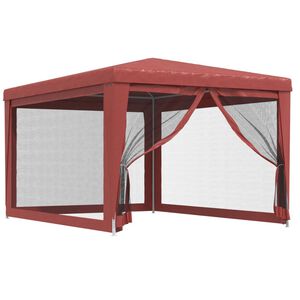 vidaXL Proginė palapinė su 4 tinklinėmis sienomis, raudona, 3x4m, HDPE